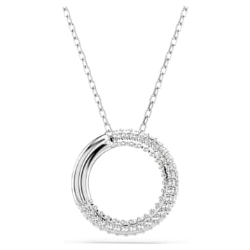 Dextera pendant, Pavé, White, Rhodium plated | Swarovski