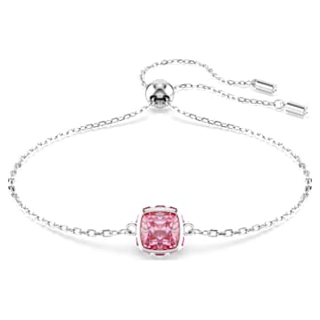 Birthstone bracelet Square cut October Pink Rhodium plated Swarovski