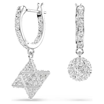 Dextera ドロップピアス, アシンメトリーデザイン, ラウンドカット, 星と球体, ホワイト, ロジウム・プレーティング | Swarovski Dextera ドロップピアス, アシンメトリーデザイン, ラウンドカット, 星と球体, ホワイト, ロジウム・プレーティング | Swarovski