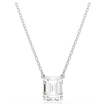 Una pendant, Octagon cut, White, Rhodium plated | Swarovski