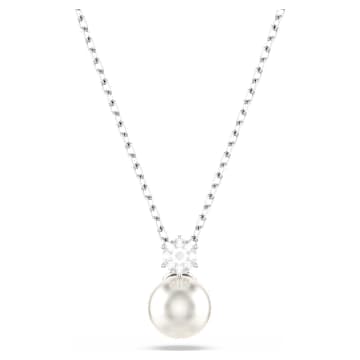 Matrix pendant, Crystal pearl, Round cut, White, Rhodium