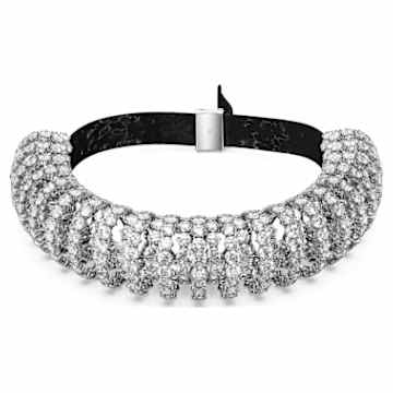 Constella bangle, Round cut, White, Rhodium plated | Swarovski