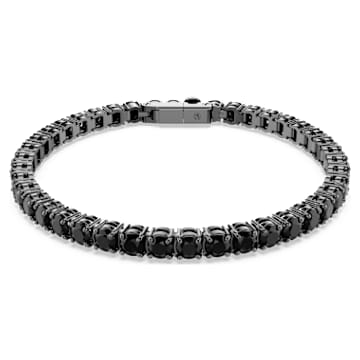 Matrix Tennis bracelet, Round cut, Black, Ruthenium plated | Swarovski