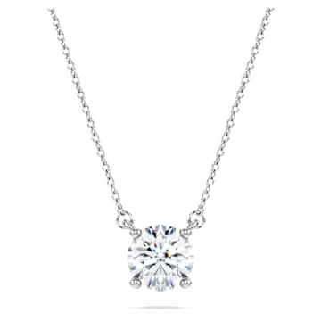 Eternity solitaire pendant Lab grown diamonds 1 ct tw Round cut 14K white gold