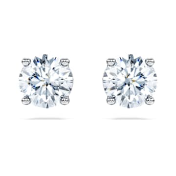 Orecchini a lobo con solitario Eternity, Diamanti creati in laboratorio 2 ct tw, Forma rotonda, Oro bianco 18 K