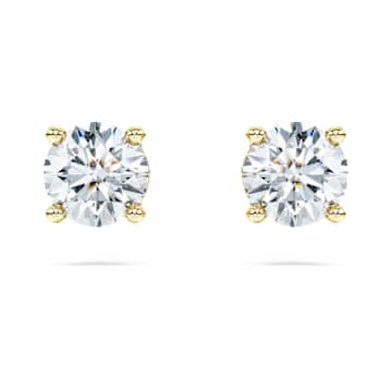 Orecchini a lobo con solitario Eternity, Diamanti creati in laboratorio 1 ct tw, Forma rotonda, Oro giallo 18 K