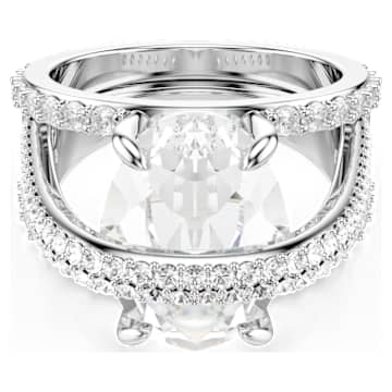 Hyperbola cocktail ring, Mixed cuts, White, Rhodium plated | Swarovski