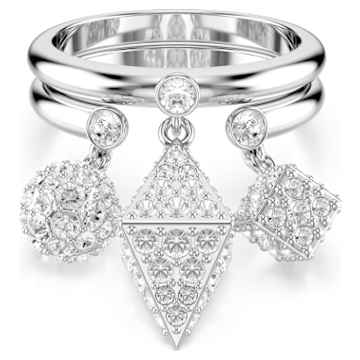 Diamonds&PearlsBox Set1000個限定！ Dextera ring, Set (2), Sphere and cube, White, Rhodium plated
