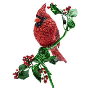 二匹のショウジョウコウカンチョウ 赤色と黄色 ヴィンテージ ステンドグラス crystal-myriad-ショウジョウ