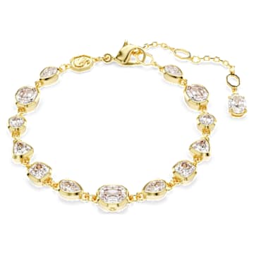 Imber bracelet, Mixed cuts, White, Gold-tone plated by SWAROVSKI