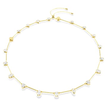 Imber necklace, Magnetic closure, Mixed cuts, White, 18K gold finish ...