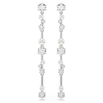 Imber drop earrings, Round cut, White, Mixed metal finish