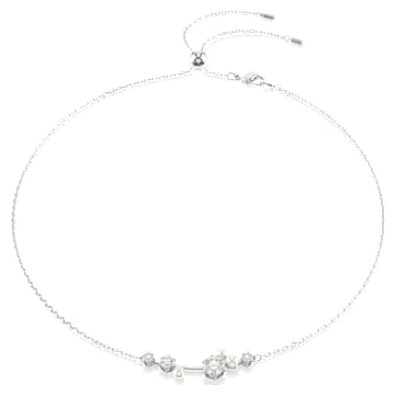 Constella necklace, Crystal pearl, Round cuts, White