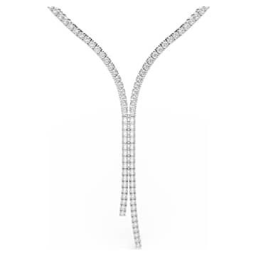 Matrix Y necklace, Mixed cuts, White, Rhodium plated | Swarovski
