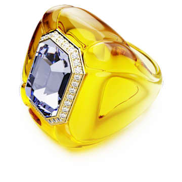 Bague cocktail Dulcis, Taille coussin, Pavé, Jaune par SWAROVSKI