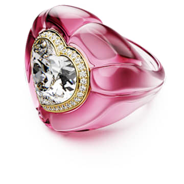 Dulcis cocktail ring, Heart cut, Pavé, Heart, Pink | Swarovski