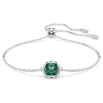 Mesmera bracelet, Mixed cuts, Green, Rhodium plated | Swarovski