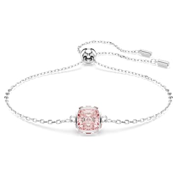 Birthstone 手鏈, 方形切割, 六月, 粉紅色, 鍍白金色| Swarovski