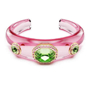 Dulcis cuff, Mixed cuts, Multicolored, Gold-tone plated | Swarovski