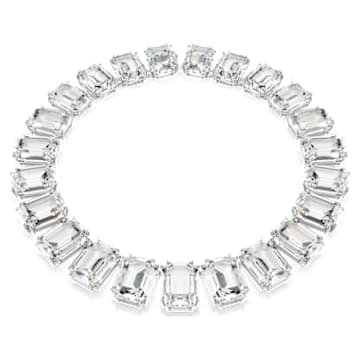 Millenia necklace, Oversized crystals, Octagon cut, White, Rhodium plated by SWAROVSKI