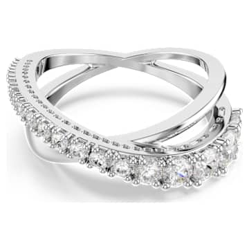 Hyperbola ring, Mixed cuts, White, Silver-tone finish | Swarovski