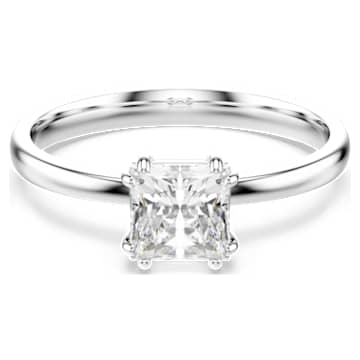 Anello Attract Taglio squadrato Bianco Placcato rodio Swarovski