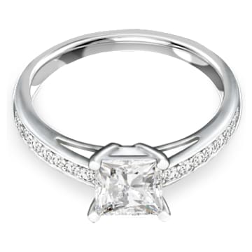 Swarovski attract round ring white rhodium plating deals