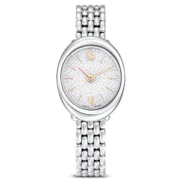 Imber oval watch, Swiss Made, Metal bracelet, Silver tone