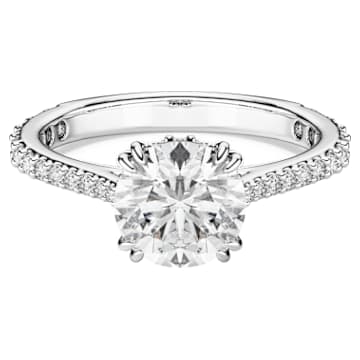 Stilla cocktail ring, Round cut, Pavé, White, Silver-tone finish