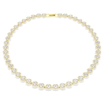 Collier Tennis Una Angelic, Taille ronde, Blanc, Placage de ton or