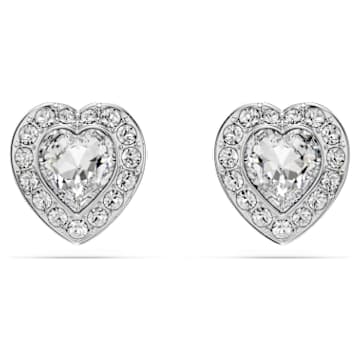 Clous d'oreilles Ariana Grande x Swarovski, Tailles variées, Cœur, Blanches, Métal rhodié