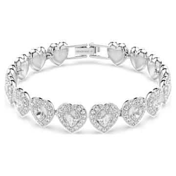 Ariana Grande x Swarovski bracelet, Mixed cuts, Heart, White, Rhodium plated