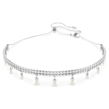 Ras-de-cou Ariana Grande x Swarovski, Perle de cristal, Taille ronde, Blanc, Métal rhodié par SWAROVSKI