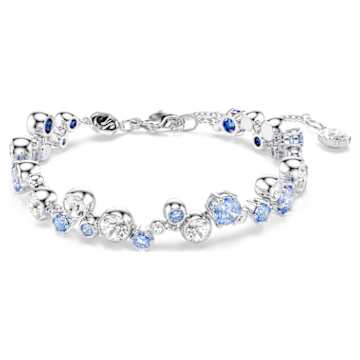 Gema bracelet, Mixed cuts, Blue, Rhodium plated | Swarovski
