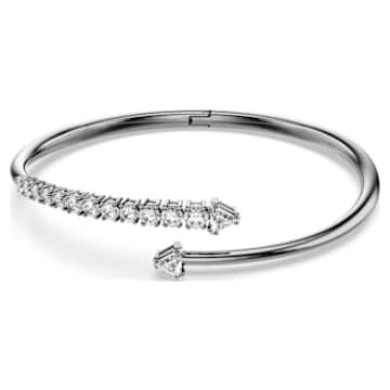 Mesmera bangle, Heart, White, Rhodium plated | Swarovski