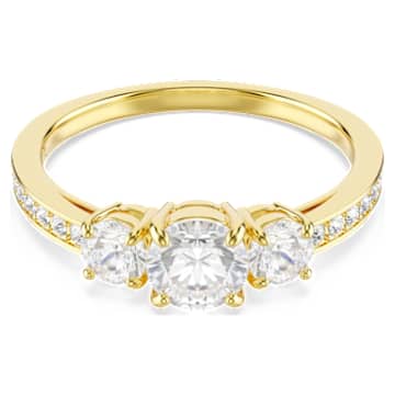 Stilla Attract ring, Round cut, White, Gold-tone plated | Swarovski