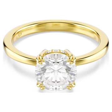 Stilla cocktail ring, Round cut, White, 18K gold finish | Swarovski