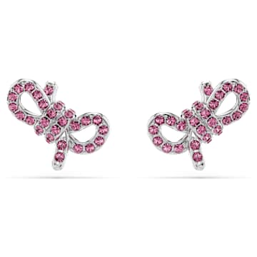 Life. Log Roses Clous d'oreilles Lifelong Bow, Nœud, Roses, Métal rhodié | Swarovski