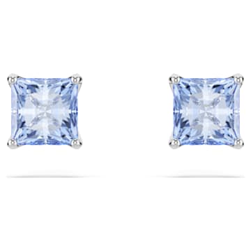 Orecchini Quadrati Yazilind Con Zirconia Cubica Blu E Base Placcata Platino - 10x10 Mm, Gioielli Donna - 3
