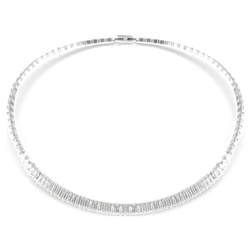 Collier Matrix, Taille baguette, Blanc, Métal rhodié