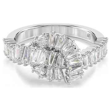 Matrix ring, Mixed cuts, Heart, White, Rhodium plated