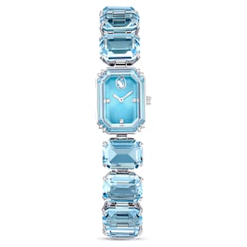 Saat, Sekizgen kesim bileklik, Mavi, Paslanmaz çelik | Swarovski
