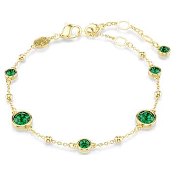 Idyllia bracelet, Mixed cuts, Clover, Green, Gold-tone plated