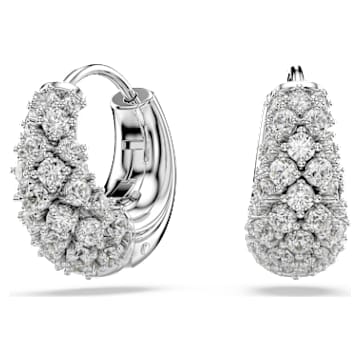 MATERIA 925 Orecchini Donna A Monachella Fantasy 8x25 Mm – Argento 925 Rodiato Con Zirconi – Leverback – SO-165