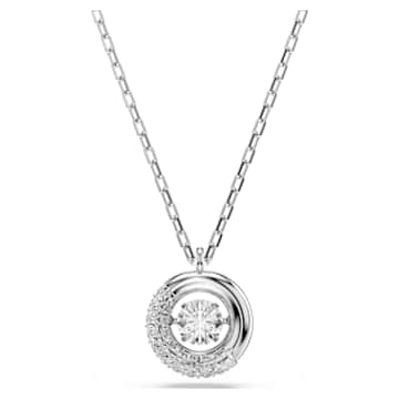 Dextera pendant, Pavé, White, Rhodium plated | Swarovski