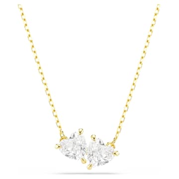 Mesmera necklace, Heart, White, Gold-tone plated