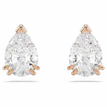 Stilla stud earrings, Round cut, White, Rhodium plated