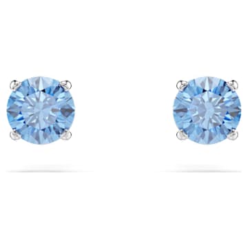 Swarovski ブルークリスタルピアス Brincos stud Stilla Attract, Lapidação redonda, Azul, Lacado a