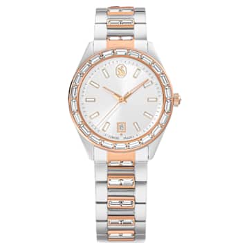 Matrix tennis chrono watch, Swiss Made, Leather strap, Rose gold