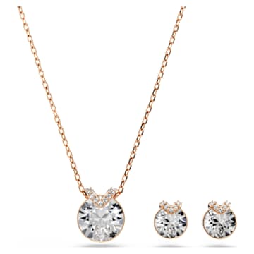 Bella V set, Round cut, White, Rose gold-tone plated by SWAROVSKI